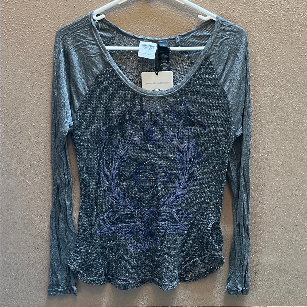 Harley-Davidson Gray Long Sleeve with Purple Design